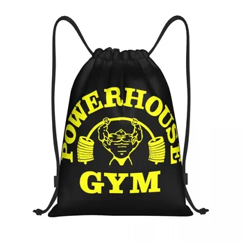 Galben Powerhouse Gym Cordon Rucsac Sport Geantă Sport pentru Femei, Bărbați Fitness Construirea Musculare Cumpărături Sackpack