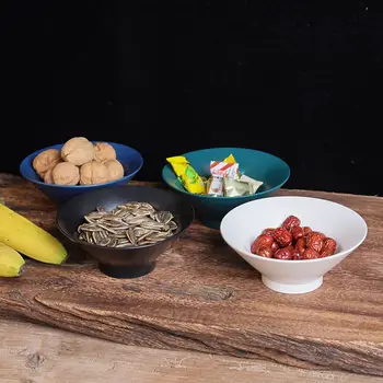 Europene Ceramice Platou Cu Fructe Rotunde Desert Bomboane De Fructe Uscate Salata Farfurie Inghetata Bol Bambus Pălărie Restaurant Bucătărie Tacâmuri Noi