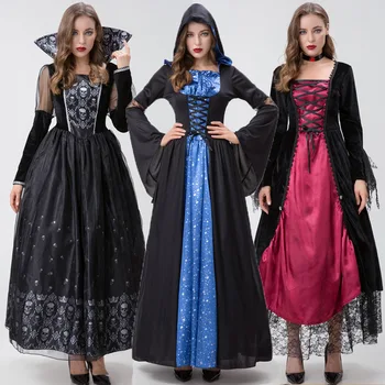 Costum Halloween Femei Rochie De Epocă Medievală Cosplay Costum Fantoma Mireasa Rochie De Sex Feminin Gotic Înfricoșător Haine De Vampir Nobili Cos