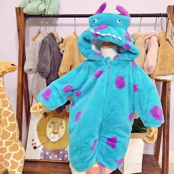 Albastru Sullivan Kigurumi Monster University Sulley Pijamale Pijamale Cu Dinozauri Desene Animate Costum Cosplay Copii Pijamale Rochie De Petrecere