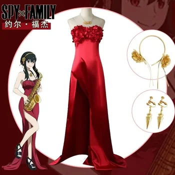Cosplay Anime Spion X Familiei Cosplay Costum Yor Falsificator Costum Roșu Rose Rochie Concert De Halloween Cosplay Pentru Femei Rochie De Petrecere