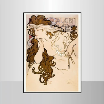 Salon des Cent poster (1896) de Alphonse Maria Mucha Panza Poster de Imprimare Pictura pe Perete Decor Acasă (fara rama)