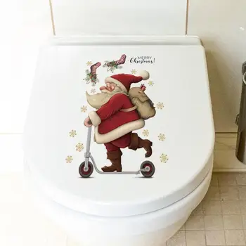 Moș Crăciun Autocolant Perete Festiv Moș Crăciun Toaletă Autocolant Ochi-prinderea Decor de Crăciun pentru Baie Unică de Auto-adeziv