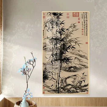 Vintage Planta Panza Pictura Noul Stil Chinezesc Cântarea Bambus Pictura Acasă Artă Imagine De Fundal Coridor Sala De Expoziții Decor
