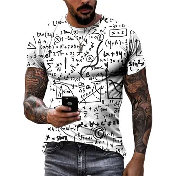 Moda de vara 3D Formulă Matematică grafic t shirt Personalitate Barbati Casual Retro Stil Stradă O-gat Maneci Scurte Topuri