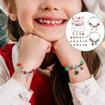 1 Cutie de Crăciun Advent Calendar Bratara Cu 22 de Farmec Margele 24 de Zile Numărătoarea inversă Bijuterii DIY Brățară set