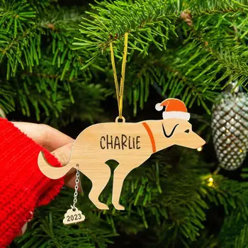 Decoratiuni de vacanță Vacanță de Distracție Accente Amuzante de Craciun Ornament din Lemn de Caca de Câine cu Pălărie Curbat Litere Agățat de Curea