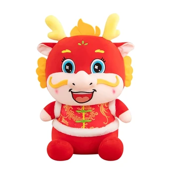Papusa De Plus Mascota Dragon Papusa Animal De Pluș Zodia Dragon Jucărie Pentru Anul Nou Chinezesc Decor