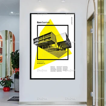 Eero Saarinen Milwaukee County Memorial De Război La Mijlocul Secolului Arhitectura Helvetica Industrial Design Poster Decor Acasă Printuri De Arta