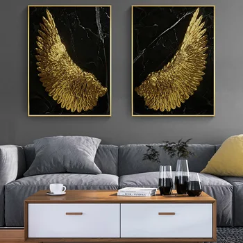 Aur Aripi de Înger Moderne Canvas Art Postere si Printuri de Moda de Lux Aripi Picturi pe Perete de Artă Decor Acasă Cuadro