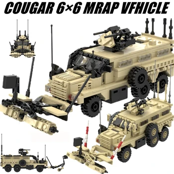 MOC Cougar de Protecție la Trăsnet Vehicul Blocuri Armata NE-a Soldat Militar Cifre Arme de Tun Gun Mașină de Cărămizi Jucarii Baieti