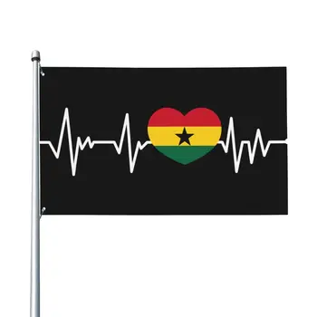 Flagnshow 100% Poliester Ghana Bătăile Inimii Îmi Place Ghana Inima Pavilion