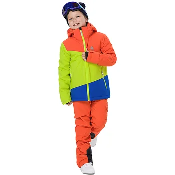 Windproof pentru Copii Costume Schi Jacheta cu Gluga Salopete Pantaloni Snowboard Skiwear Băieți Fete Iarna Haine groase Set pentru Sport în aer liber