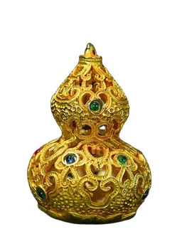 Tubulare Placate Cu Aur Dovleac Sculptat, Încrustat Cu Pietre Semipretioase Acasă Ornamente Decor