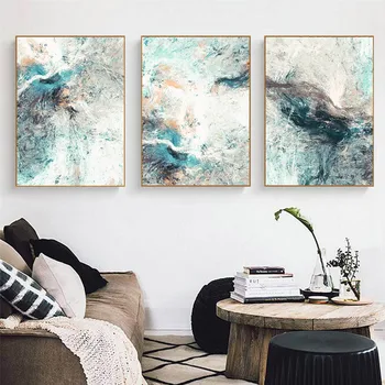Pictura modernă Abstractă Gri Albastru Poster Nordic Minimalist Poza Perete pentru Living Room Decor Interior Loft Fara rama