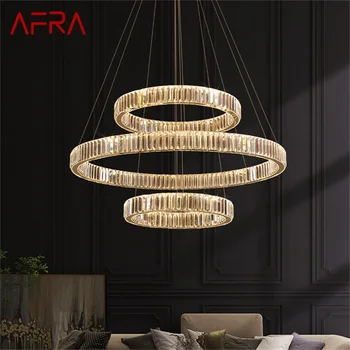 AFRA Moderne Pandantiv Lampă cu LED-uri Rotunde de Lux de Aur Agățat Decorative Candelabru Corpuri De Hotel Camera de zi