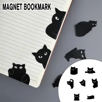 Pisica neagra cu Marcaje Pentru Cărți de Desene animate Drăguț Magnetic Pagina Clipuri Carte Marker Unic de Lectură Cadou R3G5