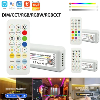 DC5-24V Tuya Wifi Controler cu LED-uri 2.4 G Control de la Distanță 5050 CCT RGB RGBW RGBCCT Benzi Led Dimmer Muzica Sync Voce pentru Alexa Google