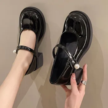 Moda Alb Pompe de Platforma pentru Femei Tocuri foarte inalte, Catarama Curea Pantofi Mary Jane Femeie Goth Gros cu Toc Pantofi de Partid Doamnelor