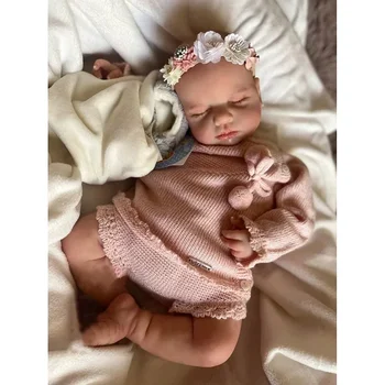 48CM Loulou Copil Nou-născut Fată Păpușă Moale de Pluș Corpul Adormit 3D Realiste Piele cu Vene Vizibile de Înaltă Calitate, lucrate Manual Papusa