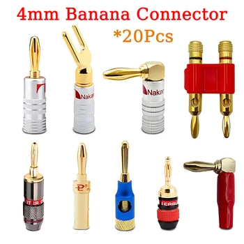 4MM Banana Plug de Tip L Tip H 24K placat cu Aur Conector Unghi Drept Pentru Jack Audio de Vorbitor Prize Video Adaptor Difuzor Conector