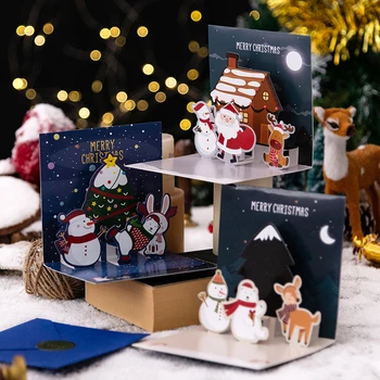 1Set 3D Felicitari Prieten de Familie Binecuvântare carte Poștală, Plic Pentru Ziua de Anul Nou Cadou de Crăciun Carduri de Consumabile Partid