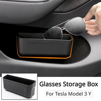 Cutie ochelari pentru Tesla Model 3 Y Scaunul Decalaj Lateral Cutie de Depozitare Inserați codul în mod Liber Simțit TPE ochelari de Soare Caz Card Holder Accesorii Auto