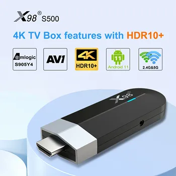 X98 S500 Smart TV BOX Amlogic S905Y4 TV Stick Android 11 2.4 G&5G Dual Wifi 4G 32G 4K AV1 BT Receptor TV Media Player, Set Top BOX