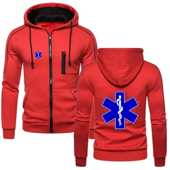 Primăvara 2024 EMT Paramedic Medicale de Urgență Pentru Bărbați Îngroșat Termică Hanorac Casual Pentru O-neck Tricou de Culoare Solidă Topuri