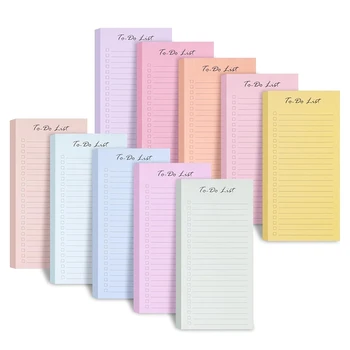 10 PC-uri Pentru a Face Lista de Note Lipicioase de zi cu Zi Notepad 8.5X3.7Inch, 500 Coli, Culori Asortate, Căptușite