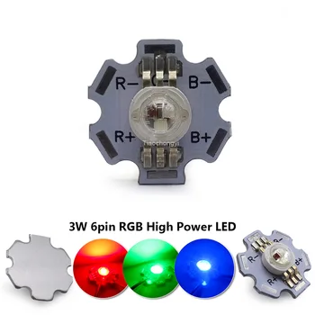 3W RGB LED-uri de Mare Putere cu LED-uri chip 6pini 3X1W 3X3W diodă emițătoare de lumină Roșie, Verde, Albastru cu 20mm PCB Bord