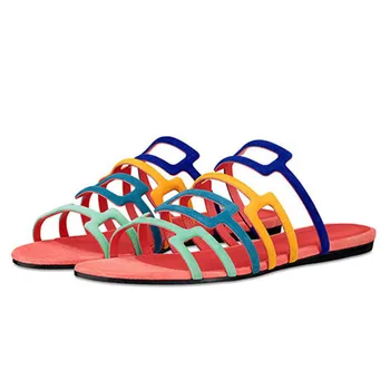 2023 Nou Colorat Pentru Femei Papuci Gol Afară Pantofi Plat Doamnelor Sandale De Vară În Afara Slide-Uri Casual Plaja Catâri Încălțăminte