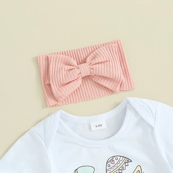 De paști Tinuta Fetita de Vara Nou-născuți Haine pentru Sugari Bunny pantaloni Scurți Bentita 3pcs Set Toddler Romper Suit